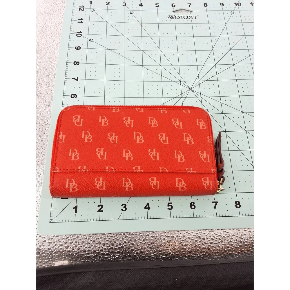 Dooney & Bourke Orange Signature Monogram Crossbody Bag & Wallet Set AS IS
